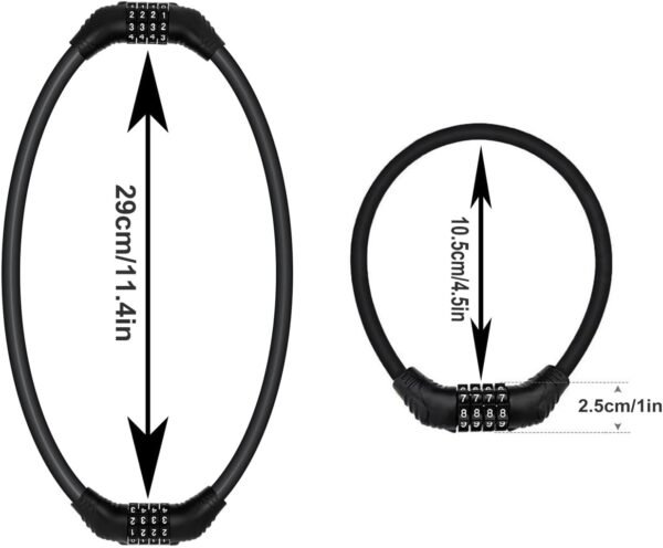 Cable de candado para bicicleta, candado de combinación de seguridad de 4 dígitos con reajuste, candado antirrobo resistente para cadena de bicicleta, candados combinados, candado de cable portátil para bicicleta motocicleta de 16 pulgadas 2 unidades