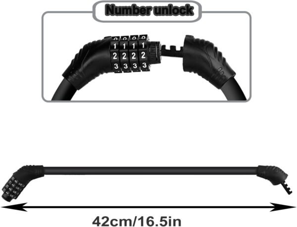 Cable de candado para bicicleta, candado de combinación de seguridad de 4 dígitos con reajuste, candado antirrobo resistente para cadena de bicicleta, candados combinados, candado de cable portátil para bicicleta motocicleta de 16 pulgadas 2 unidades