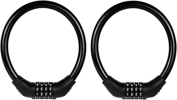 Cable de candado para bicicleta, candado de combinación de seguridad de 4 dígitos con reajuste, candado antirrobo resistente para cadena de bicicleta, candados combinados, candado de cable portátil para bicicleta motocicleta de 16 pulgadas 2 unidades