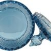 Frascos de Dulce de Cristal Facetado Sizikato con Diamantes, Azul Tarro Decorativo, Caja de Joyas, Porta-Algodón.
