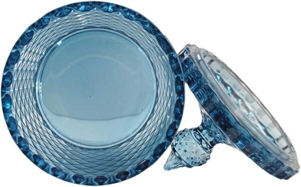 Frascos de Dulce de Cristal Facetado Sizikato con Diamantes, Azul Tarro Decorativo, Caja de Joyas, Porta-Algodón.