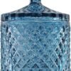 Frascos de Dulce de Cristal Facetado Sizikato con Diamantes, Azul Tarro Decorativo, Caja de Joyas, Porta-Algodón.