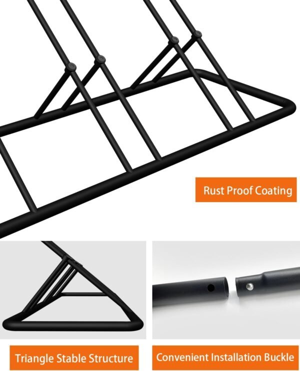 Soporte de estacionamiento de bicicletas para 3 bicicletas en el piso para garaje de bicicletas, organizador de almacenamiento de bicicletas resistente para interiores/exteriores para bicicleta de montaña MTB, de carretera y para niños, compatible con ruedas de hasta 2.5"
