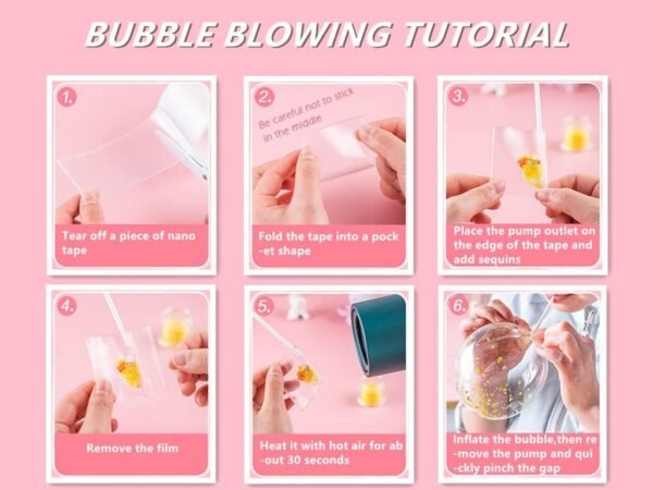 Kit de 40 piezas de Cinta de Burbujas Nano con Inflador de Globos, Cinta de Burbujas de Plástico de Doble Cara para Globos, Kit de Manualidades Elástico de Cinta de Burbujas Nano para Niñas, Niños, Favores de Fiesta Infantil y Juguetes Noveles