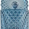 Frascos de Dulce de Cristal Facetado Sizikato con Diamantes, Azul Tarro Decorativo, Caja de Joyas, Porta-Algodón.
