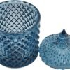 Frascos de Dulce de Cristal Facetado Sizikato con Diamantes, Azul Tarro Decorativo, Caja de Joyas, Porta-Algodón.