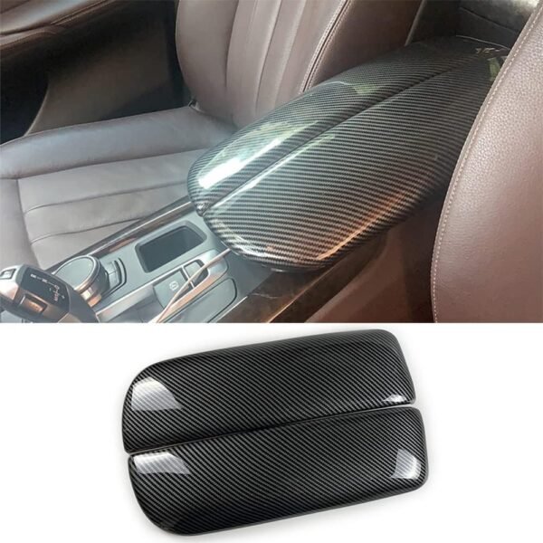 Funda de caja de almacenamiento para reposabrazos central de automóvil en fibra de carbono para BMW X5 X6 F15 F16 (X5 F15 F85 2014-2018 / X6 F16 F86 2015-2019)