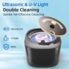 Limpiador ultrasónico para retenedores, dentaduras postizas, protectores bucales, alineadores, bandejas blanqueadoras, Limpiador de joyería ultrasónico de 255ML y 43kHz, Máquina ultrasónica portátil para retenedores, ideal para el hogar y viajes, Regalo ideal