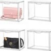 Contenedores de almacenamiento apilables de plástico transparente con tapa magnética, caja de acrílico para exhibición de cosméticos, figuras grandes y coleccionables (paquete de 4, X-Large)