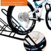 Soporte de estacionamiento de bicicletas para 3 bicicletas en el piso para garaje de bicicletas, organizador de almacenamiento de bicicletas resistente para interiores/exteriores para bicicleta de montaña MTB, de carretera y para niños, compatible con ruedas de hasta 2.5"