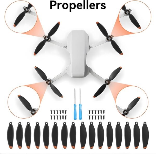Hélices Mini 4K/Mini 2 SE/Mini SE/Mini 2: con Protector de Hélices, Extensiones de Patas de Aterrizaje, Soporte de Hélices, Cubierta de Gimbal. ¡Total de 24 piezas para el Set de Accesorios para DJI Mini 2 SE/Mini SE/Mini 2 Drone!