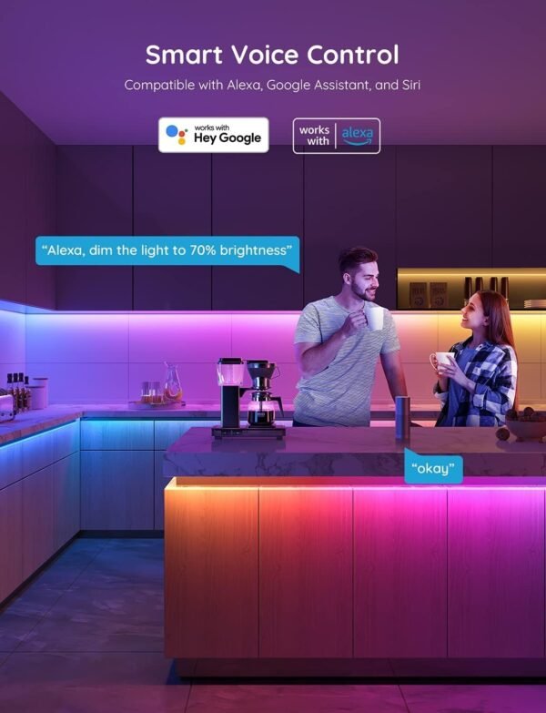 Tira de luces LED RGBIC de 100 pies de Govee, luces LED inteligentes compatibles con Alexa y Google Assistant, luces LED para dormitorio con control de app WiFi DIY segmentado múltiples colores, cambio de colores, luces LED.