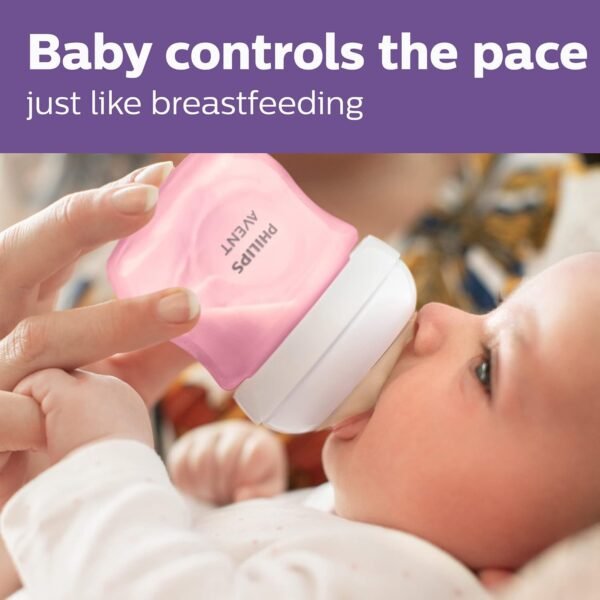 Biberón para bebé Philips Avent Natural con tetina de respuesta natural, rosado, 4oz, paquete de 4, SCY900/14