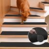 Juegos de tapetes de escalera de goma antideslizantes GOYLSER, Tapetes de escalera negros para escalones de madera, 7 Pzs Alfombras de escalera reutilizables Lavables Tapetes para escaleras Conjunto de 7