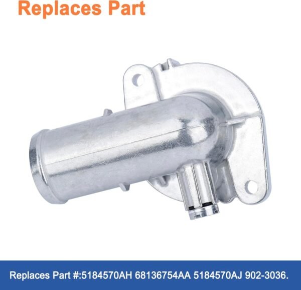 Ensamble de carcasa de termostato de aluminio mejorado. Reemplaza parte # 5184570AH, 902-3036. Compatible con Dodge Journey & Grand Caravan 2011-2021, Chrysler Town & Country, Dodge Avenger y VW Routan.