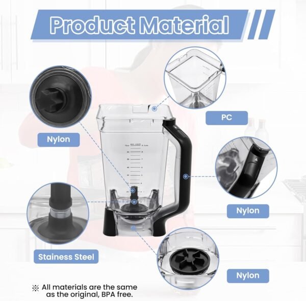 Jarra de reemplazo 72 oz XL compatible con la licuadora Ninja (Nuevo Modelo) BL610, Jarras de 72 oz para triturar compatibles con Ninja BL710WM BL710WMC CO610B CO650B CT610.