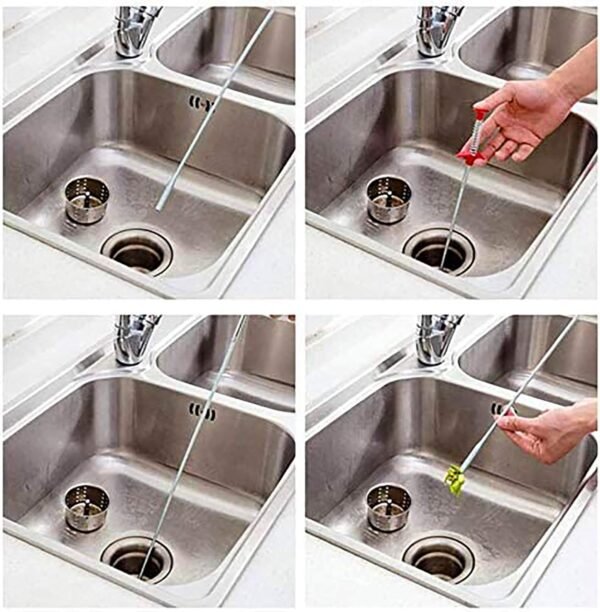 Serpiente para desagüe, Removedor de obstrucciones - Herramientas de limpieza de canalones y drenajes, Limpiador de drenaje para inodoro, alcantarilla, regadera, cocina, baño y tina. Herramienta de limpieza de desagües obstruidos, Garra flexible para recoger objetos (63 pulgadas)