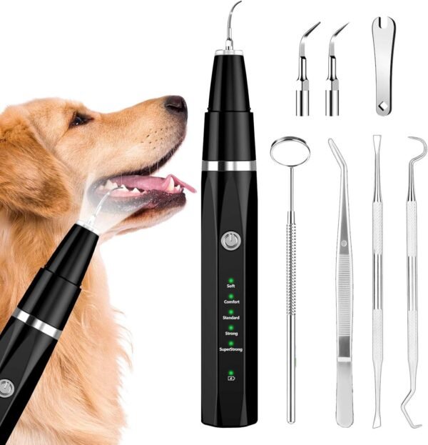 71RaKf3MJmL._AC_SL1500_.jpg Removedor de placa para dientes - Limpiador ultrasónico para mascotas - Kit de limpieza dental para sarro y manchas - Adecuado para perros y gatos (Negro)