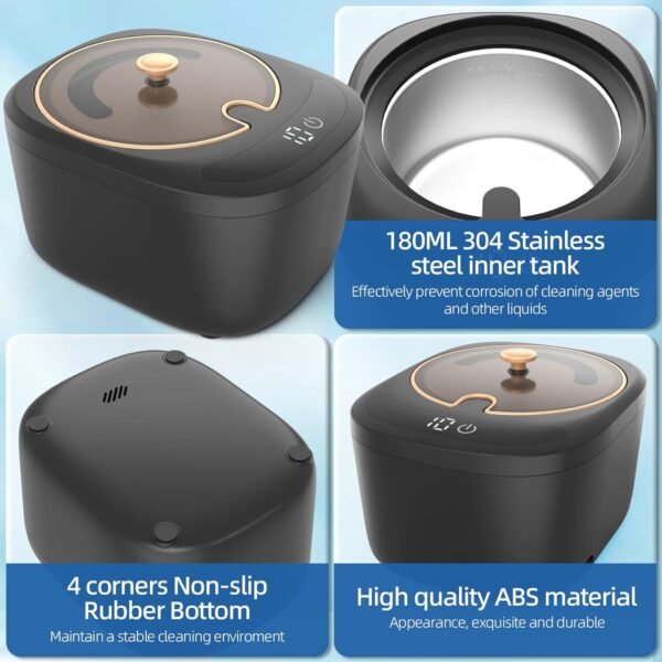 Limpiador ultrasónico para retenedores, dentaduras postizas, protectores bucales, alineadores, bandejas blanqueadoras, Limpiador de joyería ultrasónico de 255ML y 43kHz, Máquina ultrasónica portátil para retenedores, ideal para el hogar y viajes, Regalo ideal