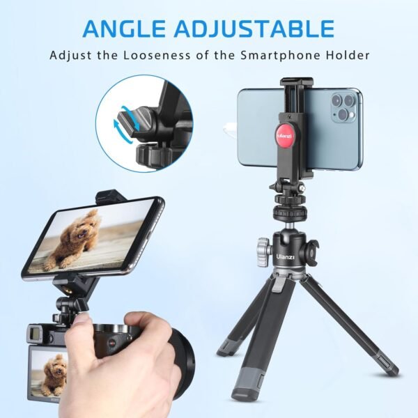 Montura de trípode para teléfono móvil ULANZI con montura de zapata fría, rotación y abrazadera ajustable para adaptador de clip de teléfono inteligente para iPhone 11 Pro Max X XR Xs Max 8 7 Plus Samsung Galaxy s10 s9 Note10 Google