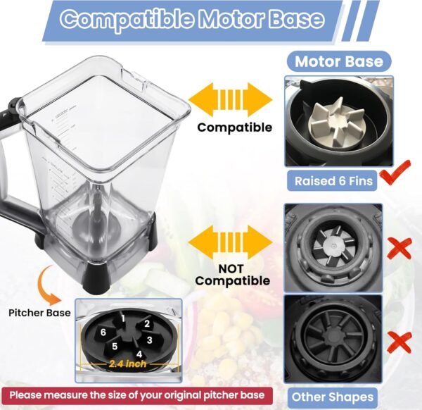 Jarra de reemplazo 72 oz XL compatible con la licuadora Ninja (Nuevo Modelo) BL610, Jarras de 72 oz para triturar compatibles con Ninja BL710WM BL710WMC CO610B CO650B CT610.