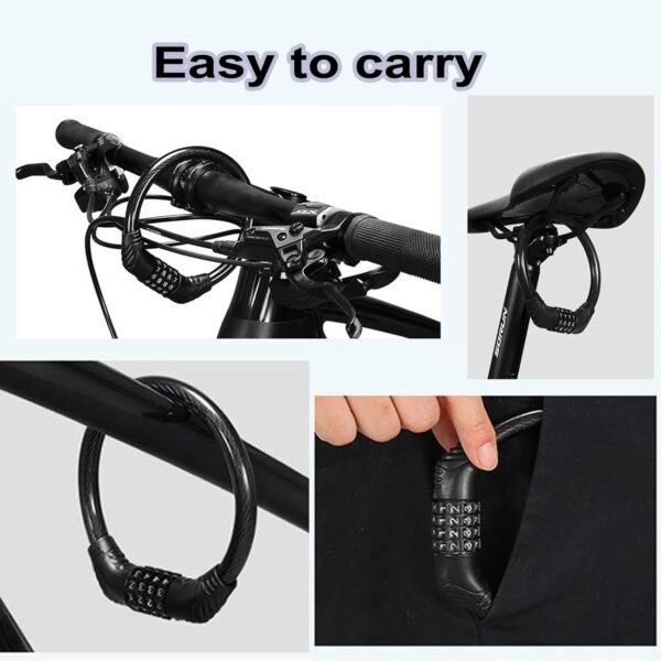 Cable de candado para bicicleta, candado de combinación de seguridad de 4 dígitos con reajuste, candado antirrobo resistente para cadena de bicicleta, candados combinados, candado de cable portátil para bicicleta motocicleta de 16 pulgadas 2 unidades