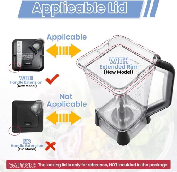 Jarra de reemplazo 72 oz XL compatible con la licuadora Ninja (Nuevo Modelo) BL610, Jarras de 72 oz para triturar compatibles con Ninja BL710WM BL710WMC CO610B CO650B CT610.