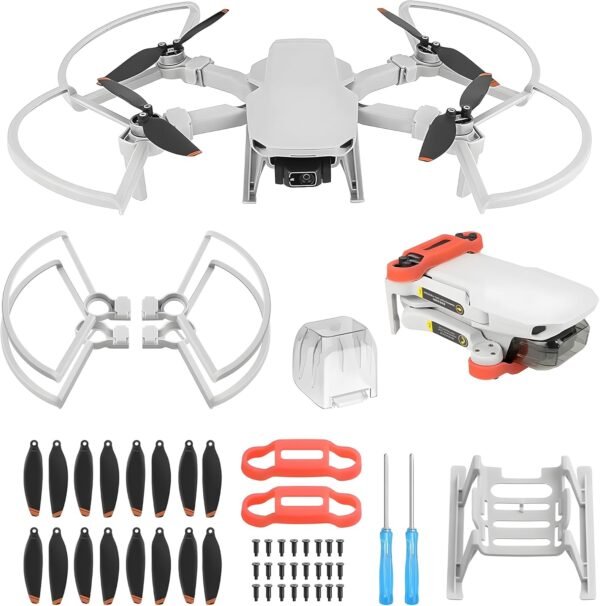 Hélices Mini 4K/Mini 2 SE/Mini SE/Mini 2: con Protector de Hélices, Extensiones de Patas de Aterrizaje, Soporte de Hélices, Cubierta de Gimbal. ¡Total de 24 piezas para el Set de Accesorios para DJI Mini 2 SE/Mini SE/Mini 2 Drone!