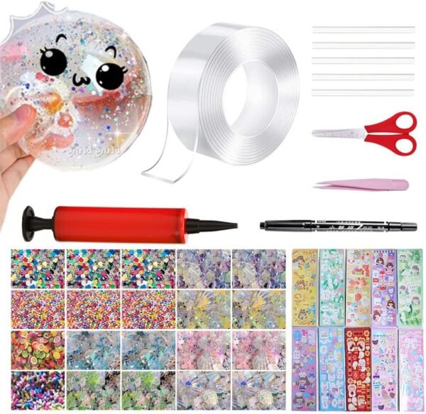 Kit de 40 piezas de Cinta de Burbujas Nano con Inflador de Globos, Cinta de Burbujas de Plástico de Doble Cara para Globos, Kit de Manualidades Elástico de Cinta de Burbujas Nano para Niñas, Niños, Favores de Fiesta Infantil y Juguetes Noveles