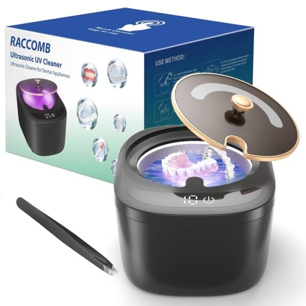 Limpiador ultrasónico para retenedores, dentaduras postizas, protectores bucales, alineadores, bandejas blanqueadoras, Limpiador de joyería ultrasónico de 255ML y 43kHz, Máquina ultrasónica portátil para retenedores, ideal para el hogar y viajes, Regalo ideal