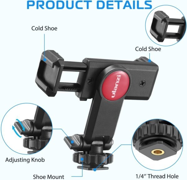 Montura de trípode para teléfono móvil ULANZI con montura de zapata fría, rotación y abrazadera ajustable para adaptador de clip de teléfono inteligente para iPhone 11 Pro Max X XR Xs Max 8 7 Plus Samsung Galaxy s10 s9 Note10 Google