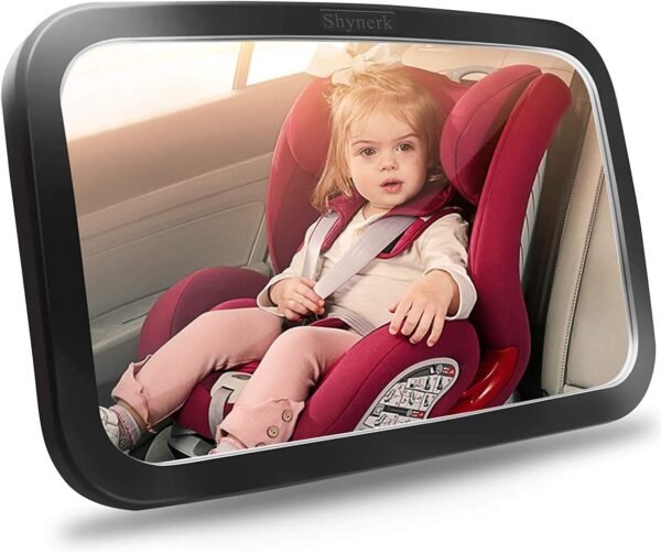Espejo de bebé Shynerk, Espejo de seguridad para asiento de carro para bebé mirando hacia atrás con amplia vista cristalina, a prueba de golpes, rotación 360°, probado y certificado en caso de choque.