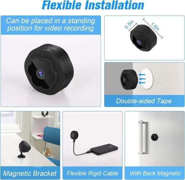 Cámara Oculta WiFi Inalámbrica Portátil, Mini Cámara de Seguridad 1080P HD con Visión Nocturna, Alerta de Detección de Movimiento para APP de Teléfono, Micromonitor para Hogar/Carro/Oficina/Bebé/Apartamento.