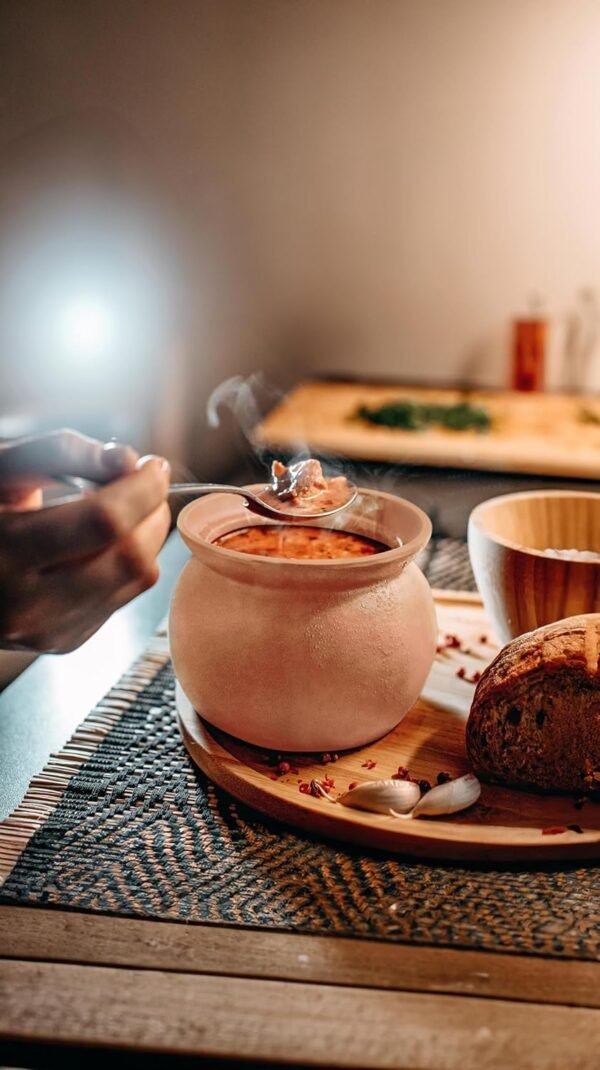 Lindo Mini Cazuela de Cocina de Arcilla - Cazuela de Cerámica Tradicional con Tapa para Cocinar de Forma Saludable - Cazuela Multiusos para Uso en Cocina Casera o Restaurante (Barro sin Esmaltar).