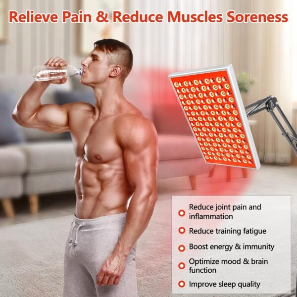 Terapia de Luz Roja para el Cuerpo, Terapia de Luz Infrarroja, Paneles de Lámpara de Terapia de Luz Roja con Soporte, Dispositivo de Terapia de Luz Roja de Led Rojo 660nm y 850nm Infrarrojo Cercano en Casa para Rostro, Cuerpo Completo, Dolor en la Piel y Espalda.