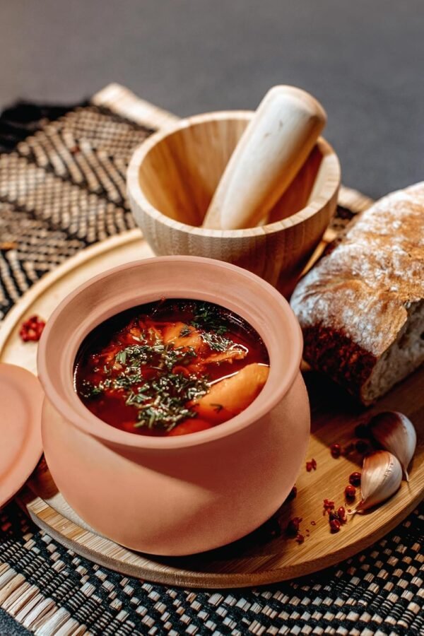 Lindo Mini Cazuela de Cocina de Arcilla - Cazuela de Cerámica Tradicional con Tapa para Cocinar de Forma Saludable - Cazuela Multiusos para Uso en Cocina Casera o Restaurante (Barro sin Esmaltar).
