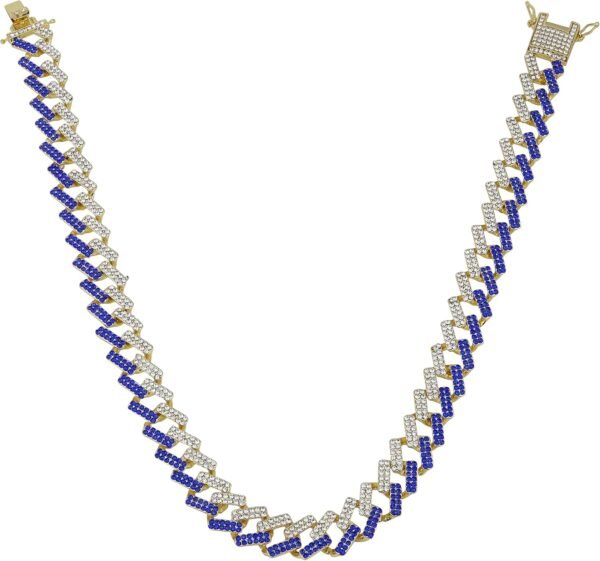 Collar Charles Raymond Zig Zag con Incrustaciones de Bling - Nuevos Eslabones tipo Z Cubanos con 3 Filas de Diamantes en Cada Lado - GJ19101611