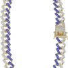 Collar Charles Raymond Zig Zag con Incrustaciones de Bling - Nuevos Eslabones tipo Z Cubanos con 3 Filas de Diamantes en Cada Lado - GJ19101611