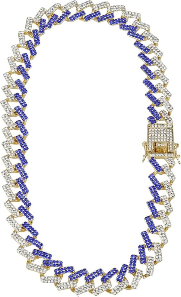 Collar Charles Raymond Zig Zag con Incrustaciones de Bling - Nuevos Eslabones tipo Z Cubanos con 3 Filas de Diamantes en Cada Lado - GJ19101611