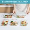 Contenedores de Almacenamiento de Comida de Vidrio Vtopmart de 18 Piezas con Tapas, Contenedores de Preparación de Comidas, Contenedores de Almuerzo Herméticos Bento con Tapas con Cierre a Prueba de Fugas para Microondas, Horno, Congelador, Lavavajillas