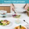 Contenedores de Almacenamiento de Comida de Vidrio Vtopmart de 18 Piezas con Tapas, Contenedores de Preparación de Comidas, Contenedores de Almuerzo Herméticos Bento con Tapas con Cierre a Prueba de Fugas para Microondas, Horno, Congelador, Lavavajillas