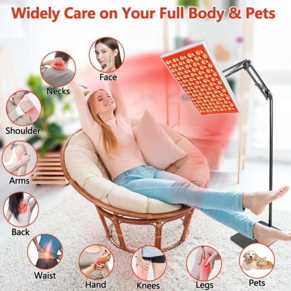 Terapia de Luz Roja para el Cuerpo, Terapia de Luz Infrarroja, Paneles de Lámpara de Terapia de Luz Roja con Soporte, Dispositivo de Terapia de Luz Roja de Led Rojo 660nm y 850nm Infrarrojo Cercano en Casa para Rostro, Cuerpo Completo, Dolor en la Piel y Espalda.