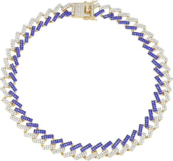 Collar Charles Raymond Zig Zag con Incrustaciones de Bling - Nuevos Eslabones tipo Z Cubanos con 3 Filas de Diamantes en Cada Lado - GJ19101611