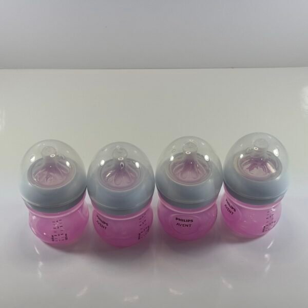 Biberón para bebé Philips Avent Natural con tetina de respuesta natural, rosado, 4oz, paquete de 4, SCY900/14
