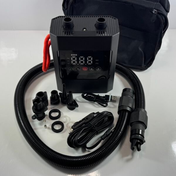 Bomba de inflado eléctrica para tablas de remo. Bomba de aire eléctrica portátil y resistente recargable para plataformas flotantes al aire libre.