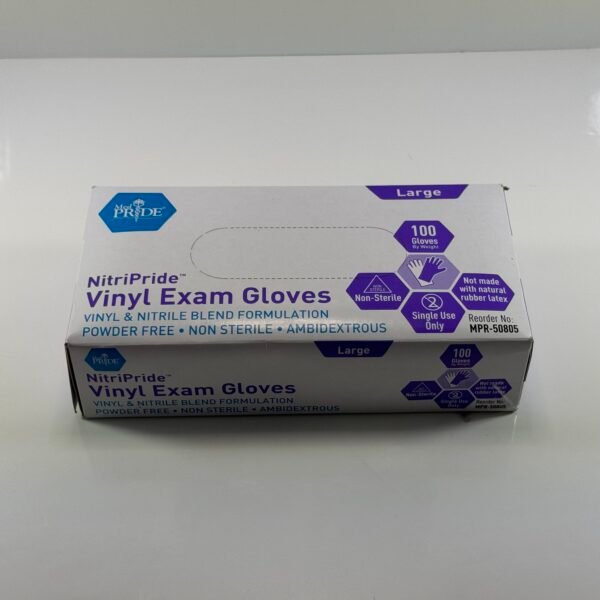Guantes de Examen de Nitrilo-Vinilo MED PRIDE NitriPride, Talla Grande 100 - Sin Polvo, Sin Látex y Sin Caucho - Guantes de un Solo Uso No Estériles para Uso Médico, Cocina, Limpieza y Más