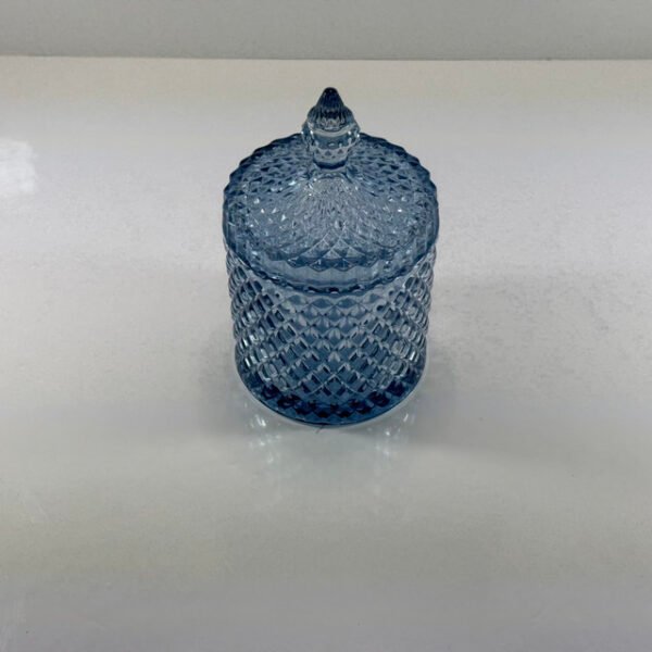 Frascos de Dulce de Cristal Facetado Sizikato con Diamantes, Azul Tarro Decorativo, Caja de Joyas, Porta-Algodón.